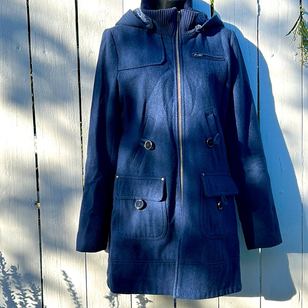 Tulle for Anthropologie Navy Wool Blend Coat with Pockets